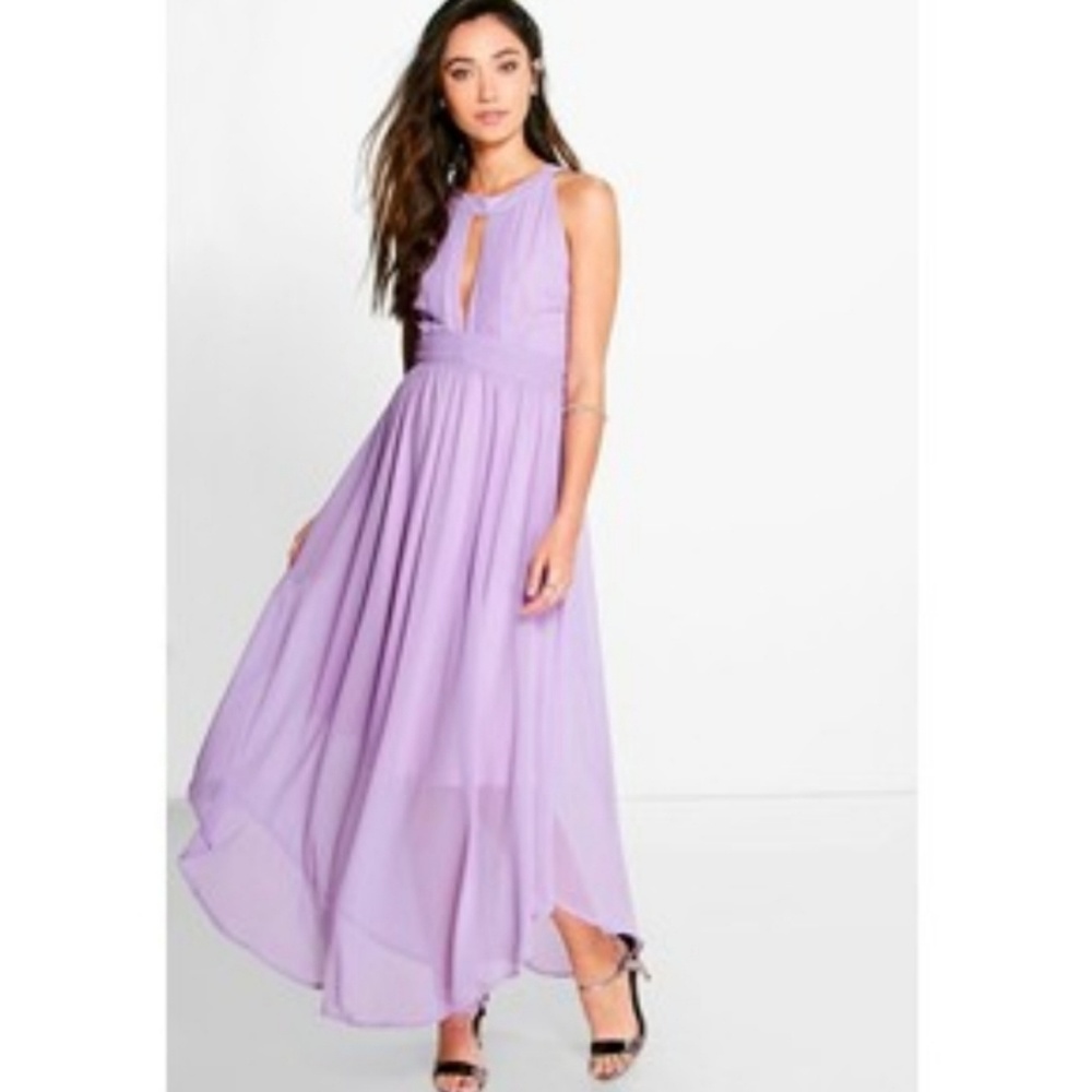 Boohoo Night Marcie Pleat Detail Keyhole Chiffon